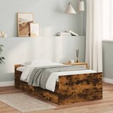 Maison Chic Posteljni okvir - Enojna postelja - Postelja za odrasle s predali dimljen hrast 90x190 cm, (21694561) | Shoptok.si