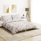 vidaXL Set posteljine za poplun bijelo-smeđi 135 x 200 cm pamučni