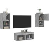 vidaXL 4-dijelni zidni TV ormarići s LED svjetlima siva boja betona | shoptok.hr