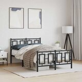 Metalni okvir kreveta uzglavlje i podnožje crni 120x190 cm | shoptok.hr