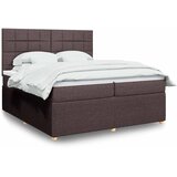  Krevet s oprugama i madracem tamnosmeđi 200x200 cm od tkanine | shoptok.hr
