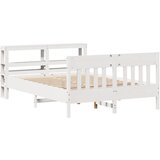 vidaXL Posteljni okvir z vzglavjem bel 140x200 cm trdna borovina, (21303626) | Shoptok.si