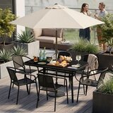 Multi Garden vrtni stol 140 × 80 cm s kaljenim staklom i otvorom za suncobran, crni | shoptok.hr