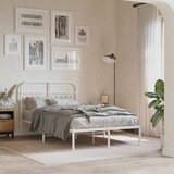 Maison Chic Kovinski Posteljni okvir - Dvoposteljna postelja - Zakonska postelja z vzglavjem bel 120x200 cm, (21692929) | Shoptok.si