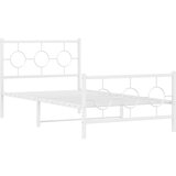  The Living Store Kovinski posteljni okvir z vzglavjem in vznožjem bel 100x200 cm - Posteljni Okvir, (21445883) | Shoptok.si