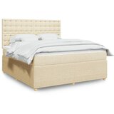 vidaXL Box spring postelja z vzmetnico krem 180x200 cm blago | Shoptok.si