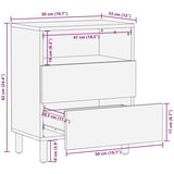  Noćni ormar s ladicama Bijelo 50 x 33 x 60 cm Čvrsto drvo manga | shoptok.hr