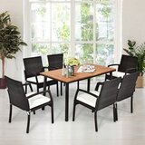  Vrtni stol, blagovaonski stol s rupom za suncobran, drvo akacije dim. 140 x 75 x 76 cm - prirodna. | shoptok.hr