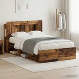  Okvir kreveta s pohranom s uzglavljem Staro drvo 120 x 200 cm | shoptok.hr