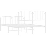  Metalni okvir kreveta uzglavlje i podnožje bijeli 135 x 190 cm | shoptok.hr