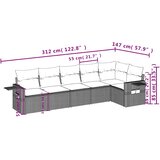  6-dijelni set vrtnih sofa od poliratana s jastucima smeđi | shoptok.hr