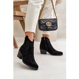 S. BARSKI Perforated Cowboy Ankle Boots With Zipper Eco Suede Black S.Barski Cene