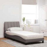  Postelja z vzmetnico taupe 80x200 cm blago | Shoptok.si
