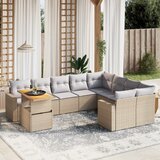  The Living Store Vrtna sedežna garnitura 10-delna z blazinami bež poli ratan - Vrtna Sedežna Garniture, (21478430) | Shoptok.si