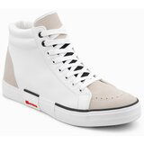Ombre Men's high classic sneakers with quilted upper - white and beige | Shoptok.si
