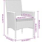 3-dijelni bistro set s jastucima sivi poliratan i drva bagrema | Eponuda.com