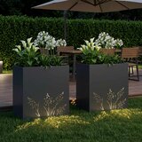  Vrtna saksija 2 kom. Crna 50 x 30 x 49 cm Čelična vrata | shoptok.hr