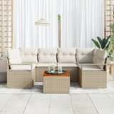 vidaXL set od 7 dijelova vrtne sofe s jastucima bež poli rattan akacija | shoptok.hr
