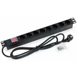 Razdelilec 48cm 8x220V ALU + stikalo črn RAB-PD-X04-A1