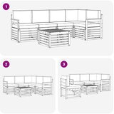  Sekcijska garnitura s jastukom 6 pcs Prirodna i svijetlo siva | Eponuda.com