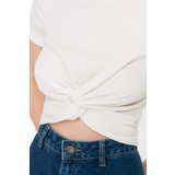 Trendyol White Tie Detailed Crop Knitted Blouse | ePonuda.com