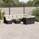  11-dijelni set vrtnih sofa od poliratana s jastucima crni | shoptok.hr