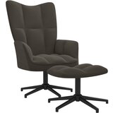 vidaXL Stol za sproščanje s stolčkom temno siv žamet, (20935440) | Shoptok.si