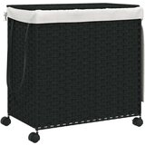 vidaXL Košara za perilo s kolesi črna 60x35x60,5 cm ratan | Shoptok.si