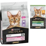 Pro Plan suha mačja hrana + 6 x 85 g mokre hrane gratis! - Adult Delicate Digestion bogata s puranom (3 kg) + Piščanec (6 x 85 g) | shoptok.hr