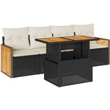 Maison Chic Seti vrtnega pohištva - Vrtna garnitura - Vrtni pohištvo set 5-delna z blazinami poli ratan/akacija, (21815532) | Shoptok.si
