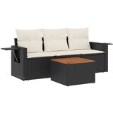 Maison Chic Seti vrtnega pohištva - Vrtna garnitura - Vrtni pohištvo set 4-delna z blazinami črna poli ratan, (21815740) | Shoptok.si