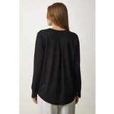  Women's Black Judge Collar Knitted Blouse | Shoptok.si