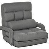 HOMCOM oblazinjen enojni fotelj za posteljo z blazino, fotelj za sprostitev s 5-stopenjskim nagibnim naslonom, 78x62x70 cm, siva, (20752906) | Shoptok.si