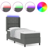 vidaXL Box Spring Krevet s Madracem & LED Tamnosivi 90x190 cm Tkanina | shoptok.hr