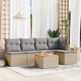 Maison Chic Seti vrtnega pohištva - Vrtna garnitura - Vrtni pohištvo set 6-delna z blazinami bež poli ratan, (21820054) | Shoptok.si