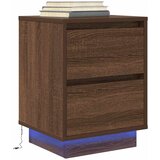  Noćni ormarić s LED svjetlima smeđi hrast 38x34x50 cm | shoptok.hr