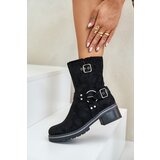 Boto Women's Low Heel Boots With Buckles Black Zudra | shoptok.hr