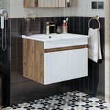 Hanah home kupatilski ormarić sa lavaboom 1898, 65 cm, atlantski bor / mat beli Cene