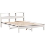  Krevet s regalom z knjige bez madraca bijeli 150x200cm borovina | shoptok.hr