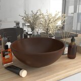 vidaXL Razkošen umivalnik okrogel mat temno rjav 32,5x14 cm keramičen Cene