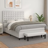  s oprugama i madracem bijeli 140x190 cm od umjetne kože | shoptok.hr