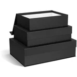 Temno sive kartonaste škatle za shranjevanje v kompletu 3 ks s pokrovom/dekorativne 42,5x29,5x13 cm Kian Paper Laminate –