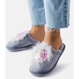 Gemre Gray warm slippers with flowers Moly | Shoptok.si