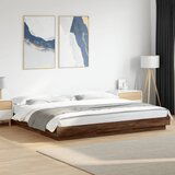 The Living Store Posteljni okvir z LED lučkami rjavi hrast 200x200 cm inž. les - Posteljni Okvir, (21531847) | Shoptok.si