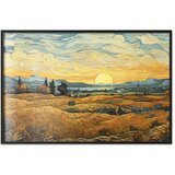  Plakat Impressionistic fields - painted golden landscape with fields of grain 60x40 Crni okvir | shoptok.hr