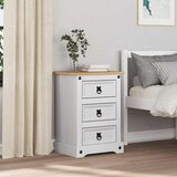  Nočna omarica Bela 45 x 35 x 64 cm Masivno borovo les, (5000107142) | Shoptok.si
