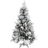 vidaXL Novoletna jelka s snegom in storži 195 cm PVC in PE | Shoptok.si