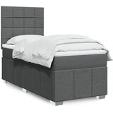 vidaXL Box spring postelja z vzmetnico temno siva 100x200 cm blago | Shoptok.si