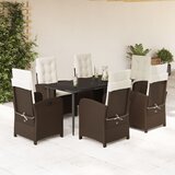  5-dijelni vrtni blagovaonski set s jastucima poliratan smeđi Smeđa 140 cm table length | shoptok.hr