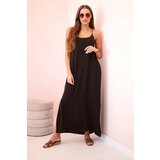 Kesi Włoski Long dress with straps brown Cene